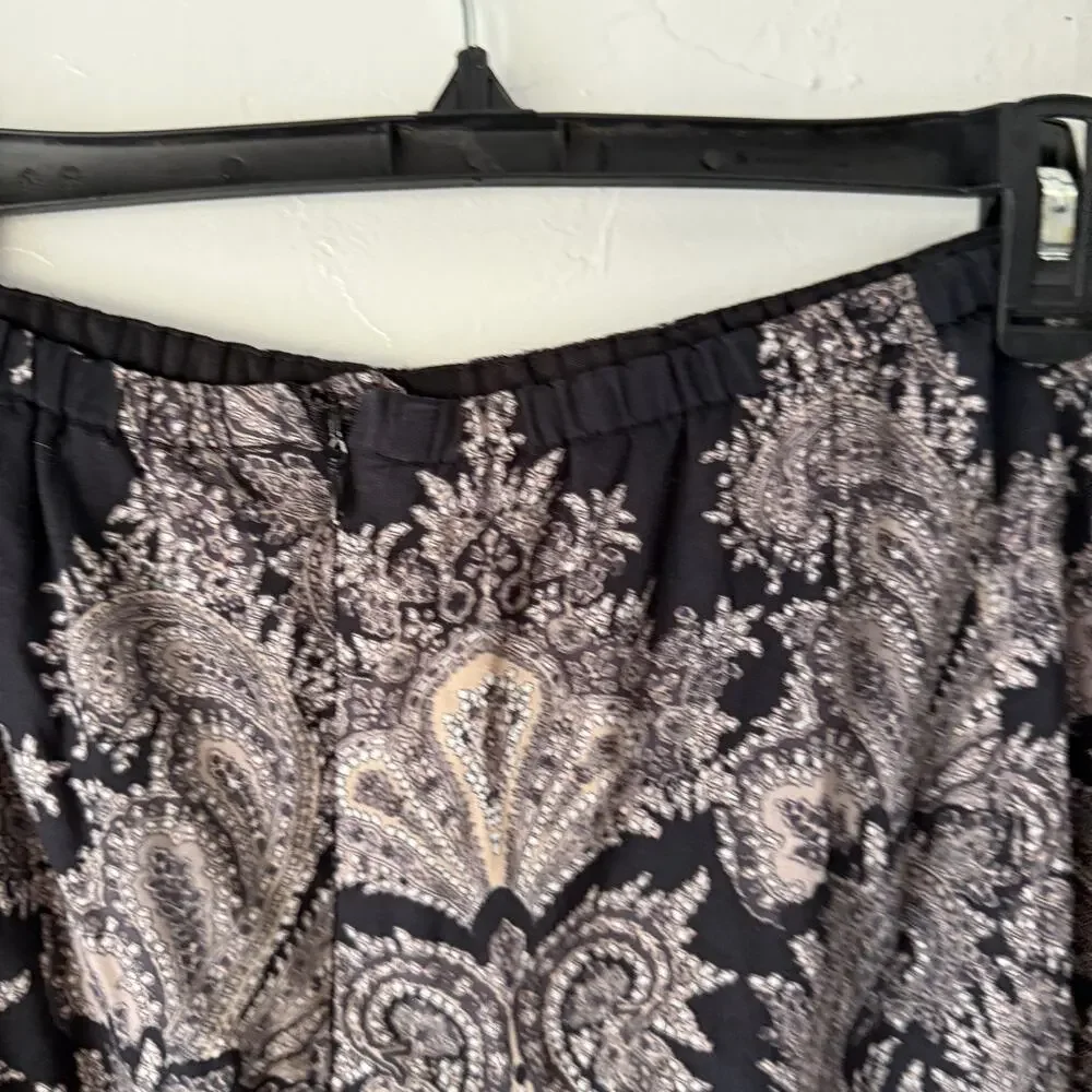 Kial Skirt Y2k Large Black Paisley Elastic Waist 100% Cotton Whimsigoth‎ Fairy